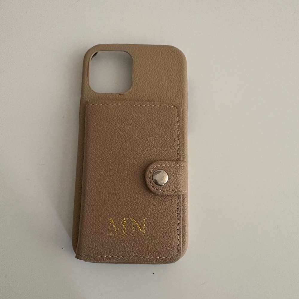 Tan Leather Phone Case with Card Holder